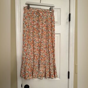 Peach green Floral Print maxi  Women's Skirt medium $89.00 Anthropologie